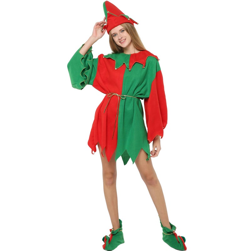 EraSpooky Women Christmas Santa Elf Costume for Christmas Party(One Size) - Image 1